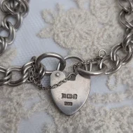 Vintage Sterling Silver Padlock Bracelet, Charm Double Link 1975 Hallmarked - Image 8