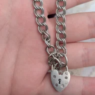 Vintage Sterling Silver Padlock Bracelet, Charm Double Link 1975 Hallmarked - Image 9