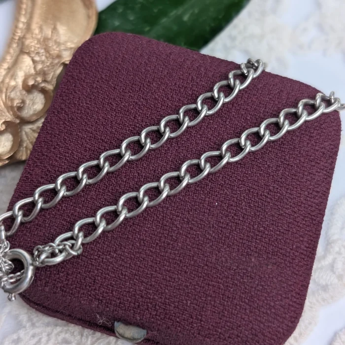 Vintage Silver Curb Link Charm Bracelet