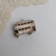 Vintage Silver Double Decker Bus Charm, London Pendant - Image 4