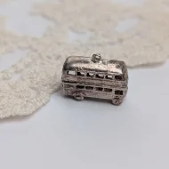 Vintage Silver Double Decker Bus Charm, London Pendant - Image 2