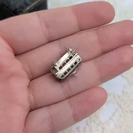 Vintage Silver Double Decker Bus Charm, London Pendant - Image 3