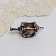 Vintage Silver Coach Lamp Charm, Faux Pearl Lamp Pendant - Image 3