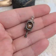 Vintage Silver Coach Lamp Charm, Faux Pearl Lamp Pendant - Image 6