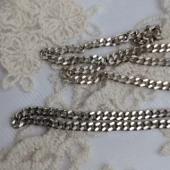 Vintage Sterling Silver Flat Curb Link Chain Necklace 23 inch - Image 2