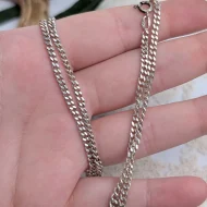 Vintage Sterling Silver Flat Curb Link Chain Necklace 23 inch - Image 3