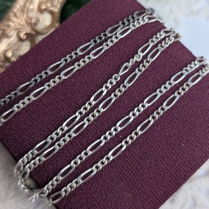 Vintage Sterling Silver Figaro Chain Necklace 22 inch