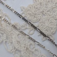 Vintage Sterling Silver Figaro Chain Necklace 22 inch - Image 2