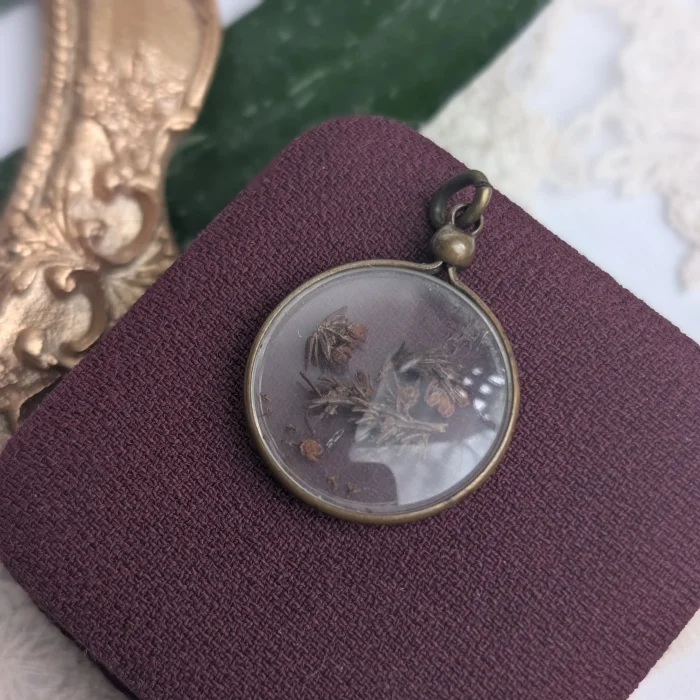Vintage Pressed Flower Glass Pendant