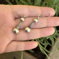 Vintage Sterling Silver 925 Ball Drop Earrings Coiled Wire Modernist Hallmarked - Image 3