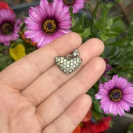 Antique Sterling Silver Puffy Heart Pendant with Paste Stones - Image 4