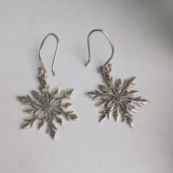 Vintage Sterling Silver Snowflake Dangle Drop Earrings - Image 4