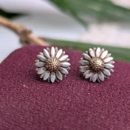 Vintage Sterling Silver Daisy Flower Stud Earrings