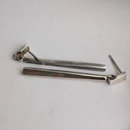 Vintage Long Sterling Silver Rectangular Bar Drop Earrings Mother of Pearl MOP - Image 3
