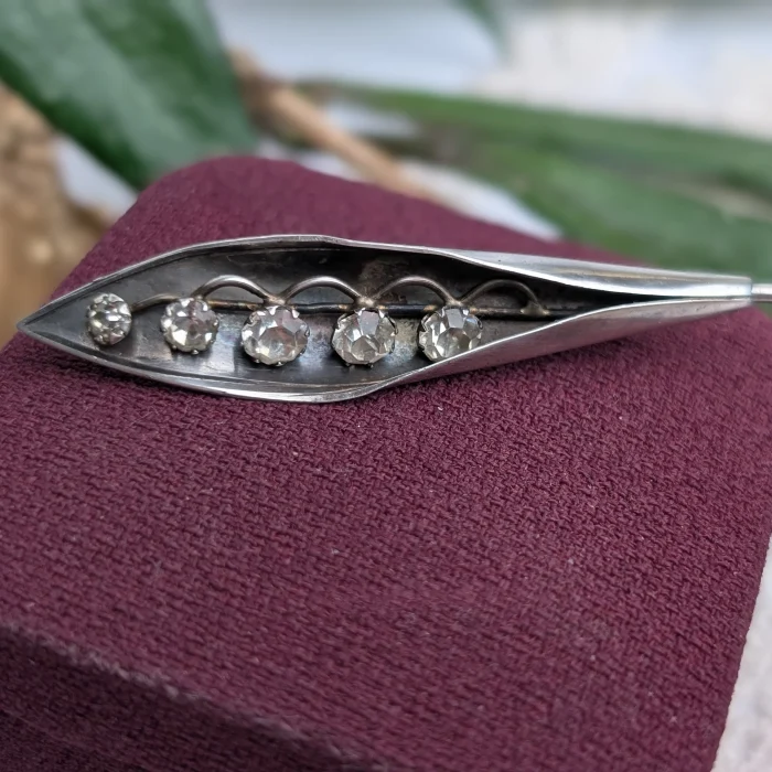 Antique Silver Paste Lily Of The Valley Brooch
