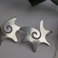 Vintage Sterling Silver Sun Star Taxco Earrings Large Modernist - Image 10