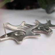 Vintage Sterling Silver Sun Star Taxco Earrings Large Modernist - Image 6