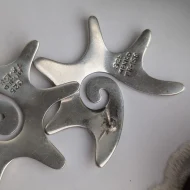 Vintage Sterling Silver Sun Star Taxco Earrings Large Modernist - Image 4