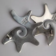Vintage Sterling Silver Sun Star Taxco Earrings Large Modernist - Image 3