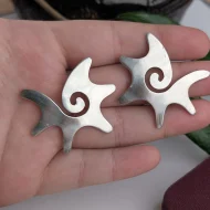 Vintage Sterling Silver Sun Star Taxco Earrings Large Modernist - Image 2