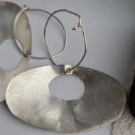 Vintage Sterling Silver Abstract Large Earrings Hammered Dangle Drop - Image 6