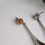 Vintage Sterling Silver Calla Lily Amber Flower Dangle Drop Earrings - Image 6