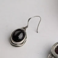 Vintage Sterling Silver Garnet Round Drop Dangle Earrings - Image 6
