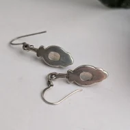 Vintage Sterling Silver Ornate Oval Moonstone Dangle Drop Earrings - Image 5