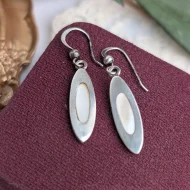 Vintage Sterling Silver Sea Gems MOP Drop Earrings Mother of Pearl Dangle
