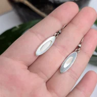 Vintage Sterling Silver Sea Gems MOP Drop Earrings Mother of Pearl Dangle - Image 2