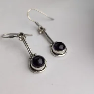 Vintage Sterling Silver Round Amethyst Dangle Earrings Drop 925 - Image 5