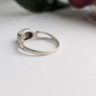 Vintage Silver Rose Quartz East West Ring Open Shoulders - Image 5