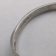 Vintage Silver Rose Quartz East West Ring Open Shoulders - Image 4