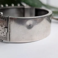 Antique Victorian Sterling Silver Rose Hinged Bangle Gold Accents Hallmarked 1880s - Image 15