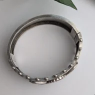 Antique Victorian Sterling Silver Rose Hinged Bangle Gold Accents Hallmarked 1880s - Image 17