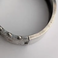 Antique Victorian Sterling Silver Rose Hinged Bangle Gold Accents Hallmarked 1880s - Image 7