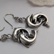 Vintage Sterling Silver Double Dolphin Drop Earrings - Image 6