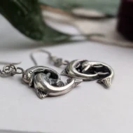 Vintage Sterling Silver Double Dolphin Drop Earrings - Image 5