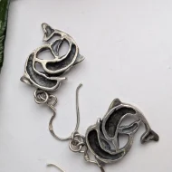 Vintage Sterling Silver Double Dolphin Drop Earrings - Image 4