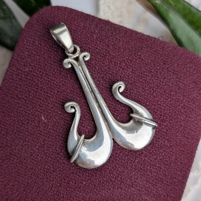 Vintage Sterling Silver Abstract Anchor Pendant