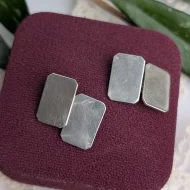 Vintage Silver Small Plain Cufflinks Rectangle Chain