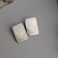 Vintage Silver Small Plain Cufflinks Rectangle Chain - Image 6