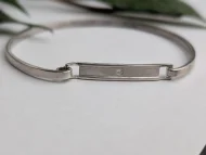 Vintage Sterling Silver Panel Bangle CZ Simple Modern - Image 9
