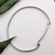 Vintage Sterling Silver Panel Bangle CZ Simple Modern - Image 8
