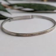 Vintage Sterling Silver Panel Bangle CZ Simple Modern - Image 5