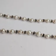 Vintage Sterling Silver Pearl Necklace, Ornate Silver Spacer - Image 11