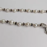 Vintage Sterling Silver Pearl Necklace, Ornate Silver Spacer - Image 10