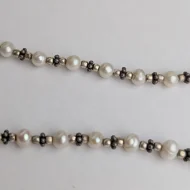 Vintage Sterling Silver Pearl Necklace, Ornate Silver Spacer - Image 9