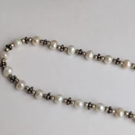 Vintage Sterling Silver Pearl Necklace, Ornate Silver Spacer - Image 7