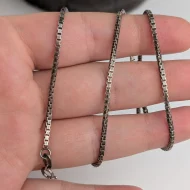 Vintage Sterling Silver Box Chain Necklace - Image 2